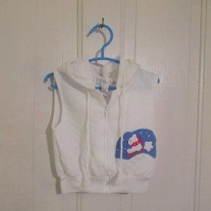 NEW Cradle White Baby Sleeveless Hoodie w/ White Bear on Red Sled (Size:12 Mths)